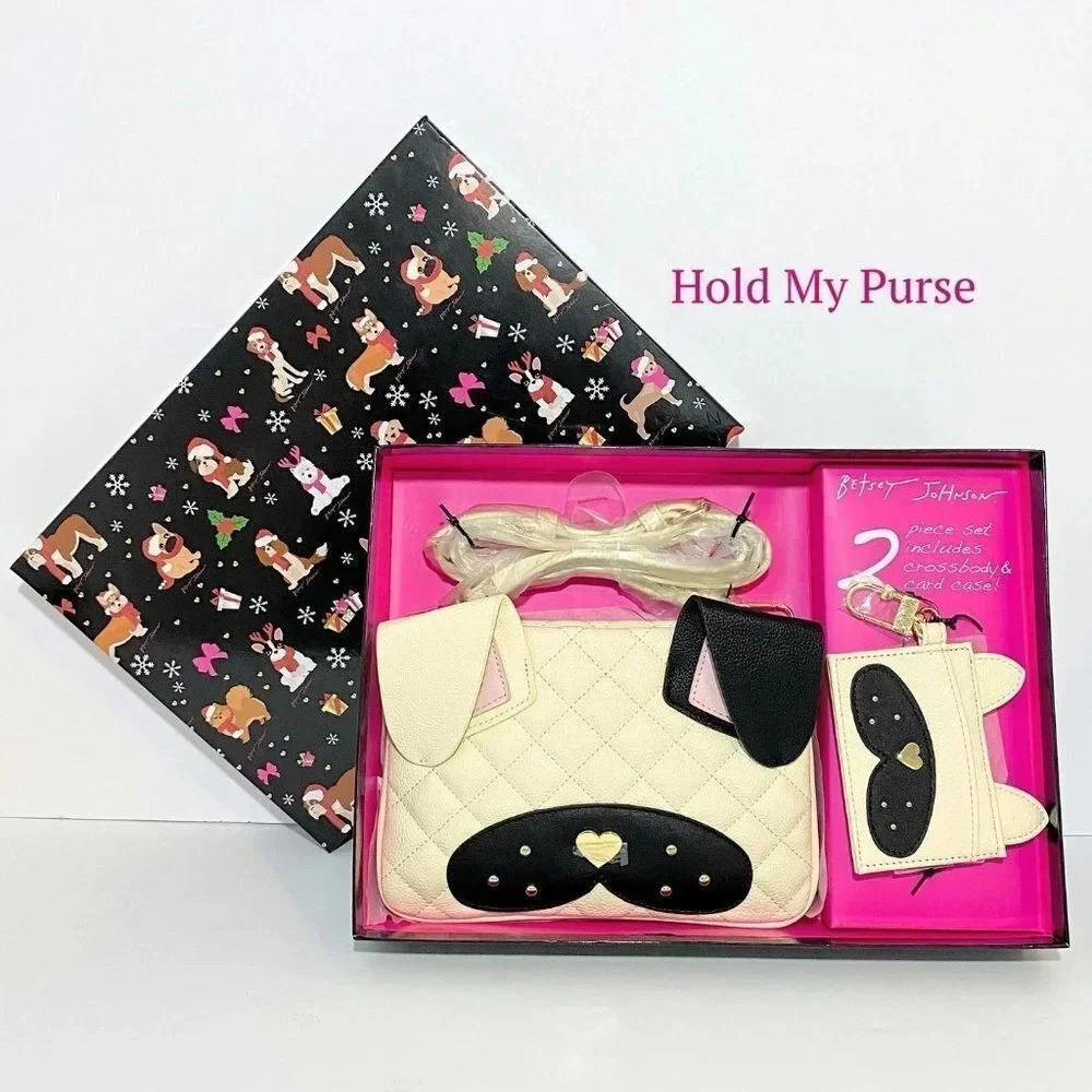 Betsey Johnson Puppy Dog Purse & Key Card Case ID Charm Gift Box